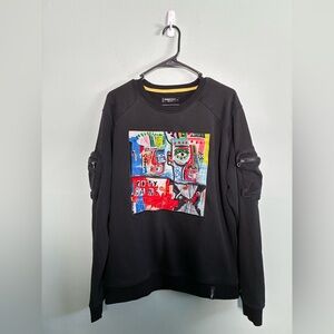 ROKUSTUDIO Black Basquiat "Beat Bop" streetwear urban sweatshirt Sz XL